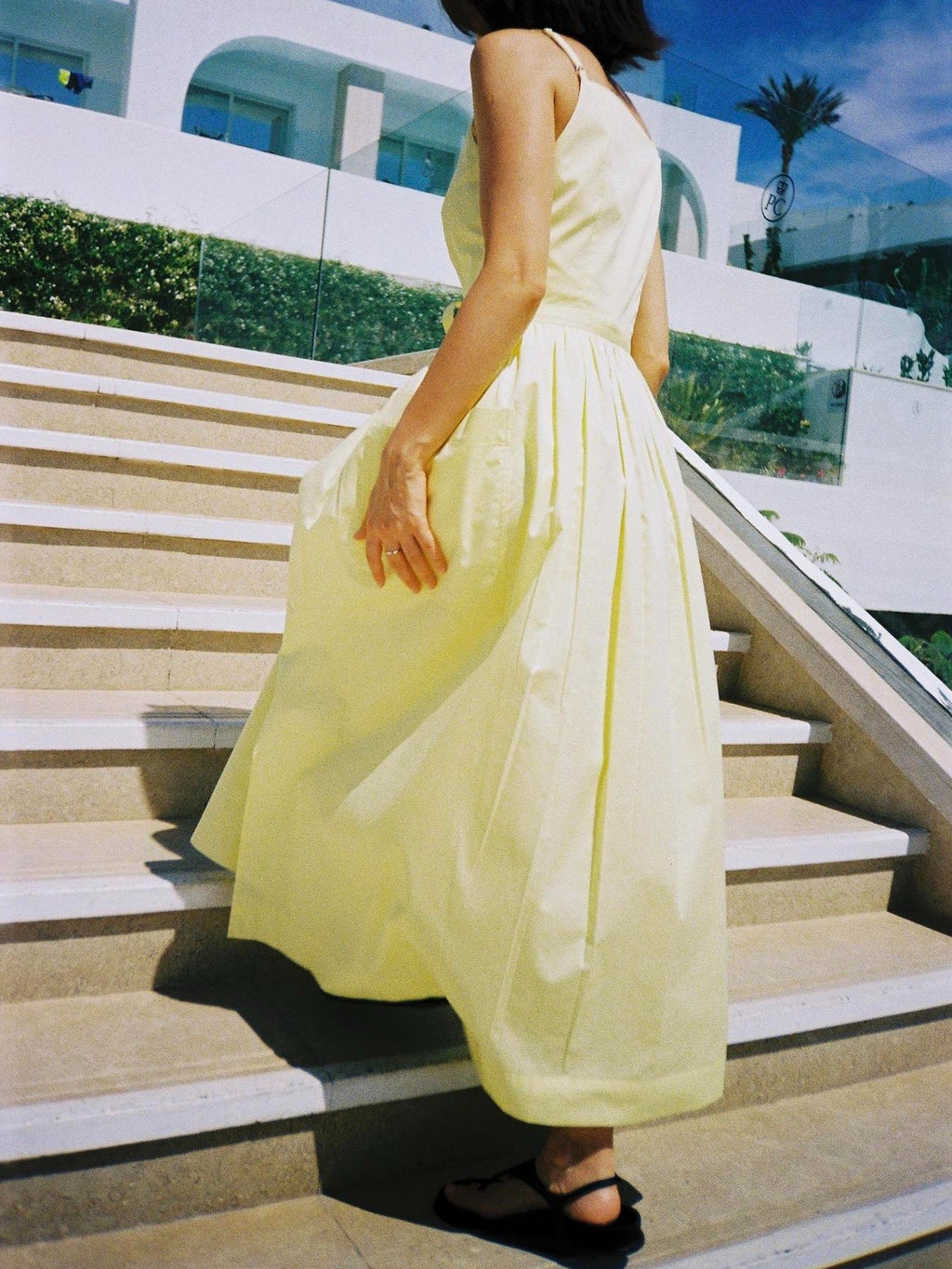 Sun Waist Midi Dress with No Side Seams