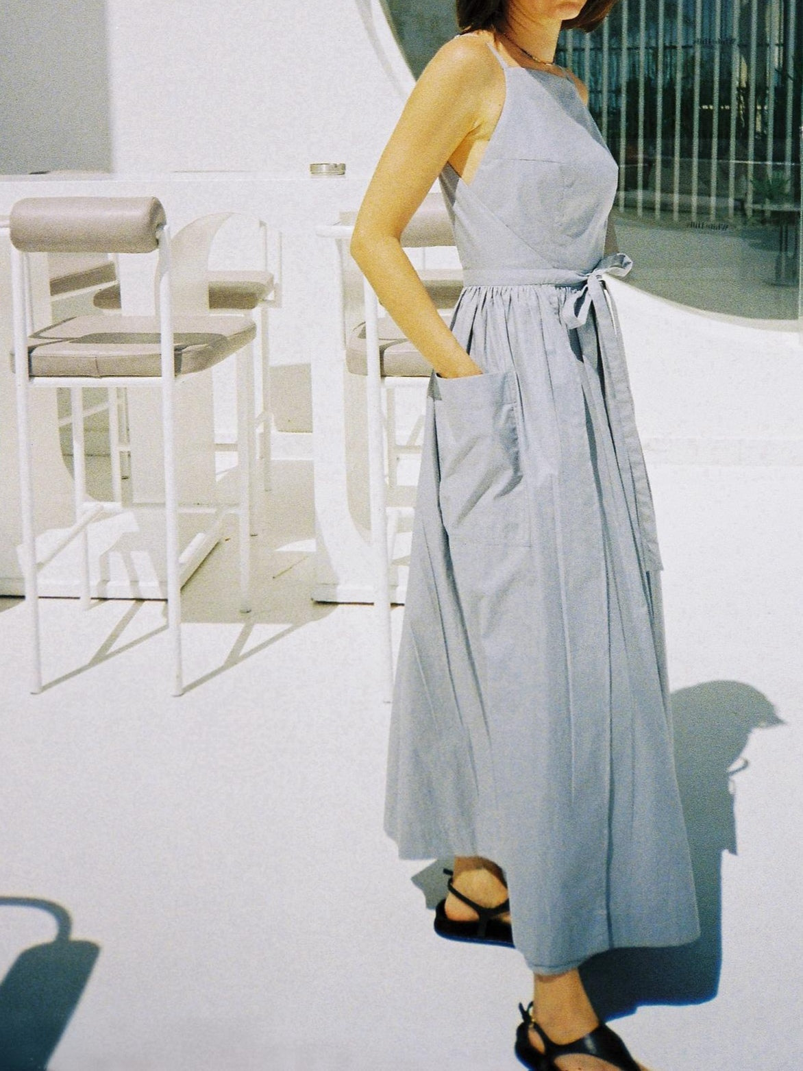 Sun Waist Midi Dress with No Side Seams