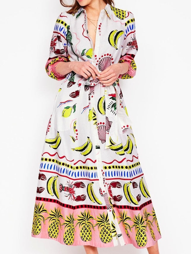 Multicolor Tropical Carnival Shirt Dress