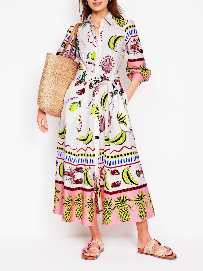 Multicolor Tropical Carnival Shirt Dress
