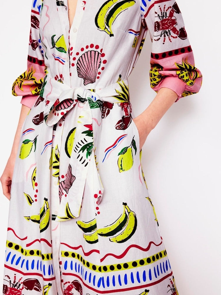 Multicolor Tropical Carnival Shirt Dress