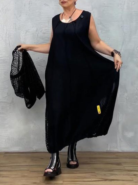 Black Mesh Sleeveless Dress and Cover-up Set