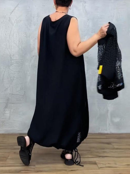 Black Mesh Sleeveless Dress and Cover-up Set