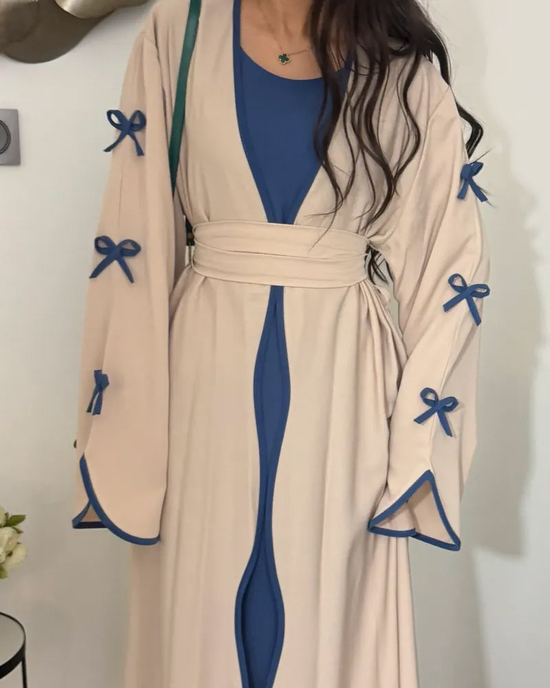 Elegant Bow Cardigan & Dress Two-Piece Set