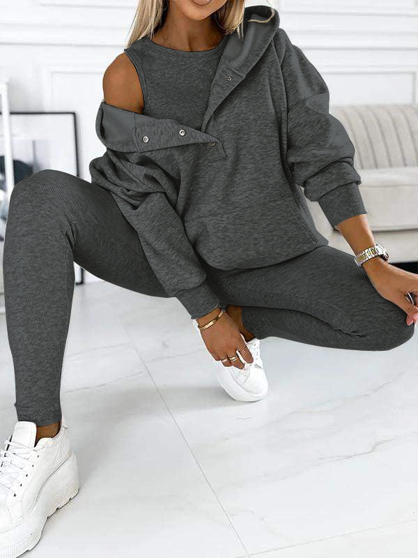 Casual and Comfortable Three-piece Sweatshirt Set