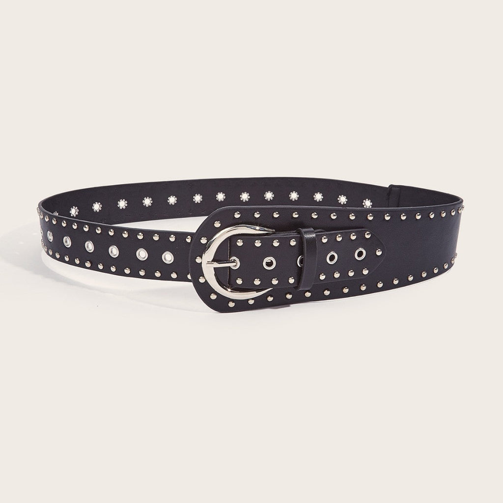 Punk-style studded belt with snap buckle
