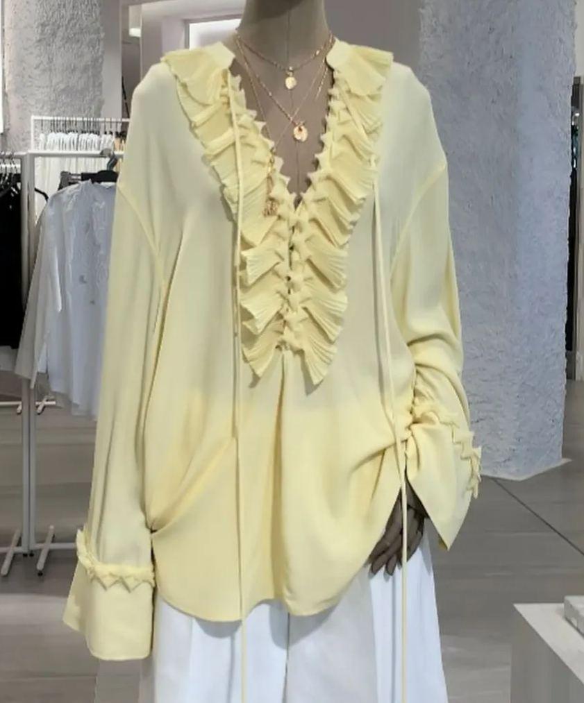 Two-Way Ruffled Long Sleeve Shirt and Skirt Set