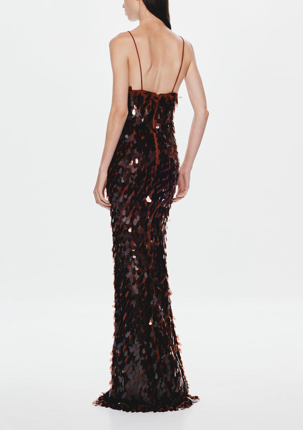 Low-cut hollow strap backless sequined dress