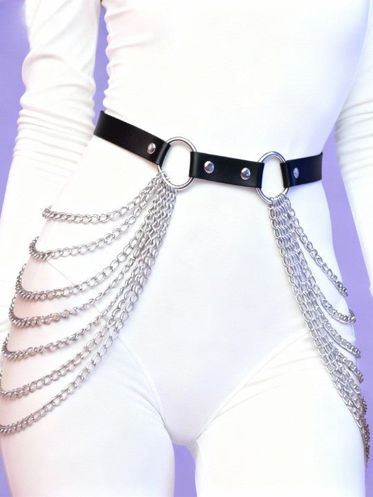 Multi-layered tassel chain exaggerated waist chain belt