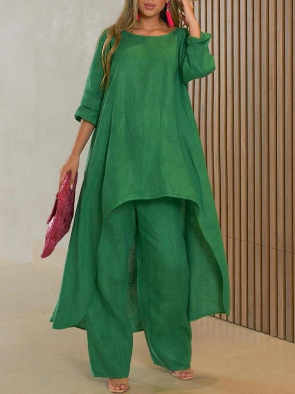 Fashionable Solid Color Two-piece Set