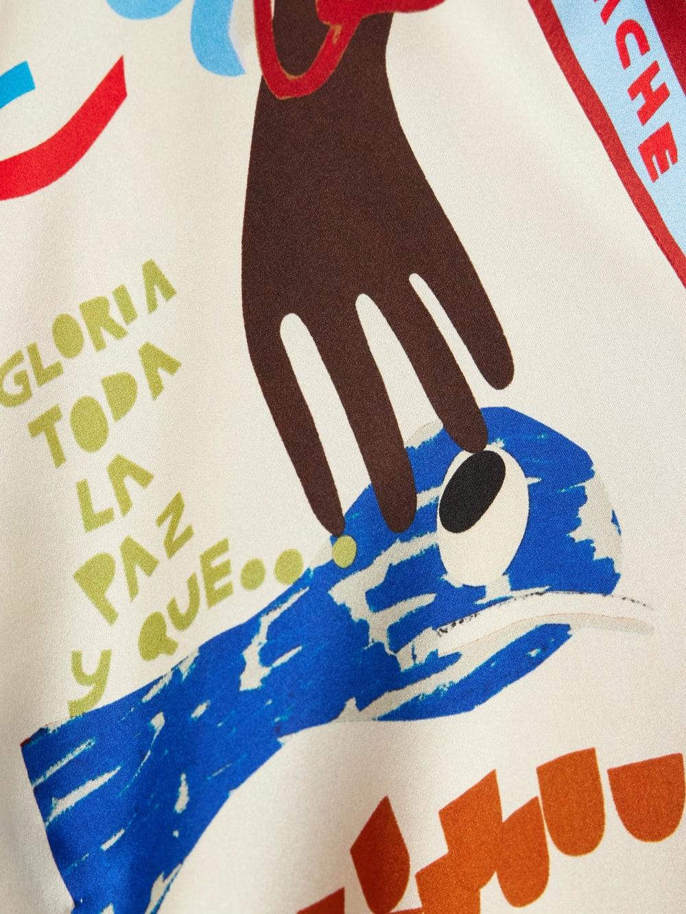 Linen blend unique print shirt and elastic waistband pocket trousers set